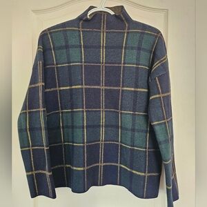 Plaid Preppy Funnel Neck Light Sweater